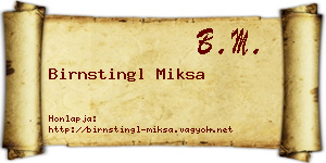 Birnstingl Miksa névjegykártya